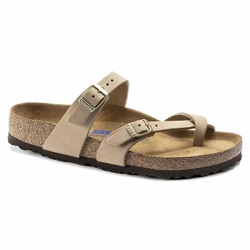 Dámské Mayari Birkenstock Soft Footbed Nubuck Læder Hnědé | CZ 407CTV